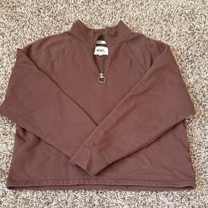 Madewell Brown Quarter-Zip Sweatshirt